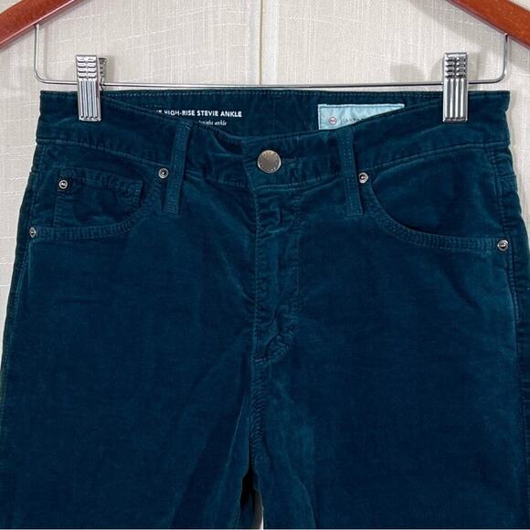 Anthropologie x AG Velvet Teal High Rise Slim Straight Stevie Ankle Pants Sz 26 - Picture 10 of 16